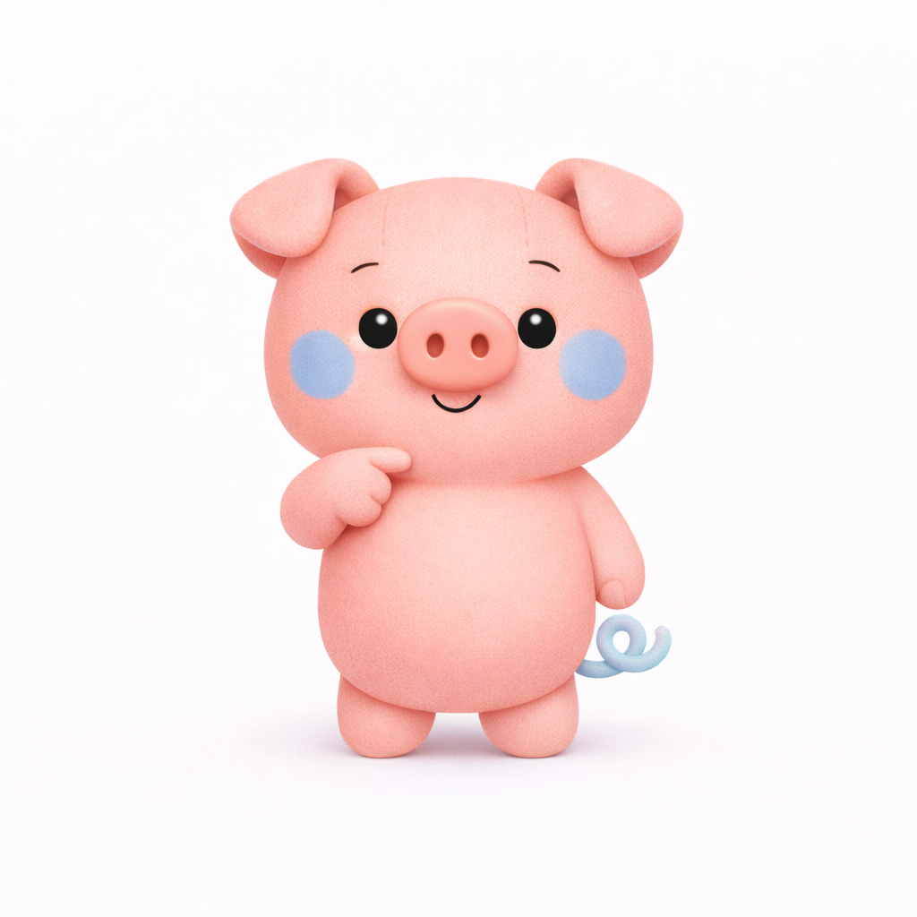 Buddy, the BuddyUp mascot, a friendly pink piglet waving
